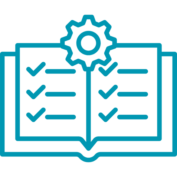 Manual Graphic Graphic of an open book with a gear